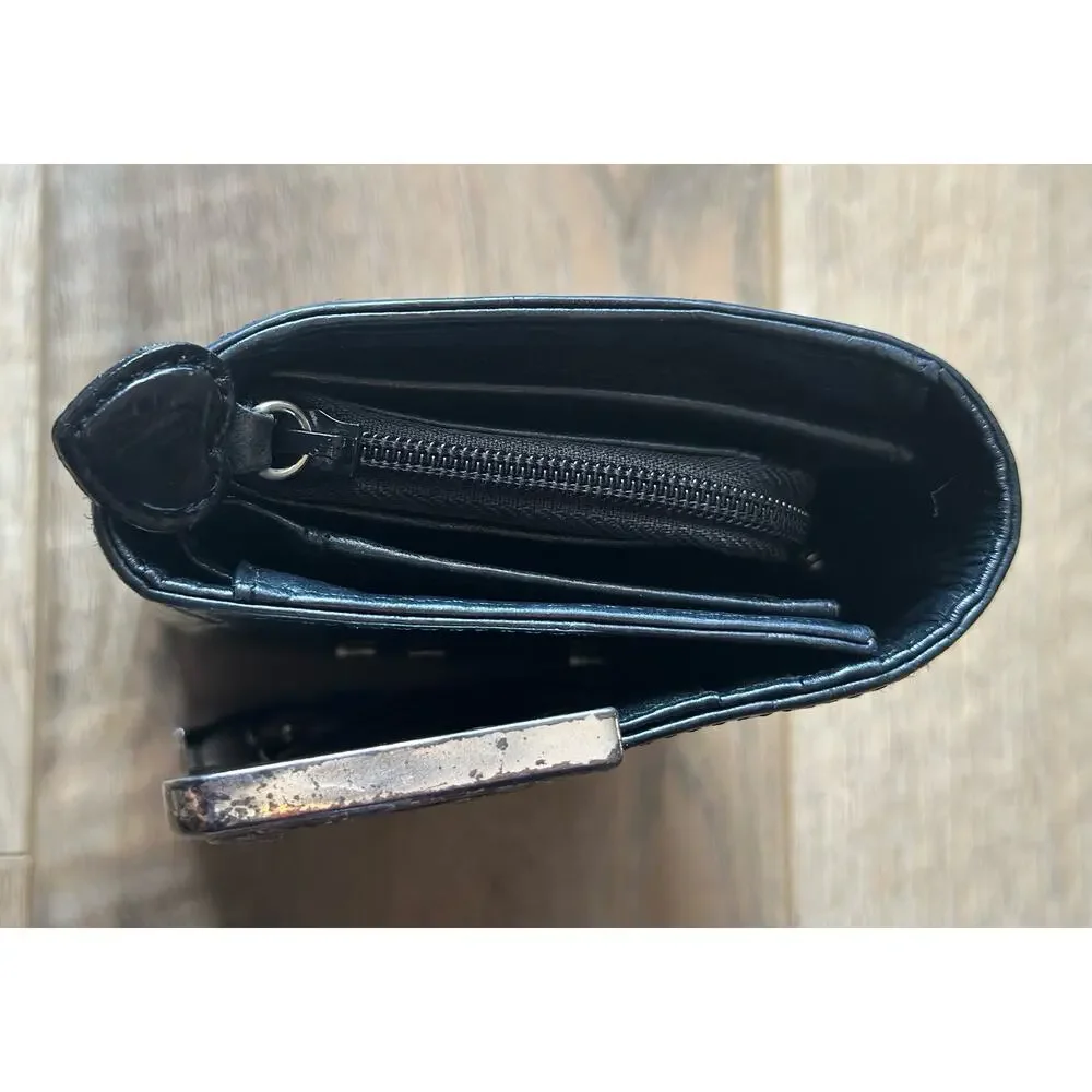 Brighton Black Crocodile embossed Wallet Clutch Vintage - Picture 11 of 13